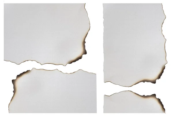 Papier brûlé, papier de bord isolé sur fond blanc — Photo