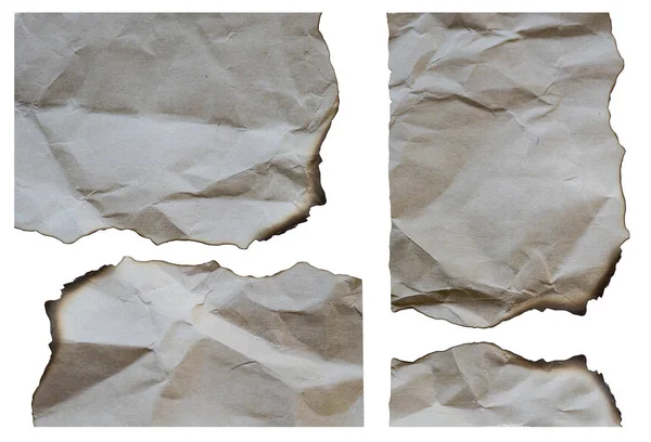 Papier brûlé, papier de bord isolé sur fond blanc — Photo