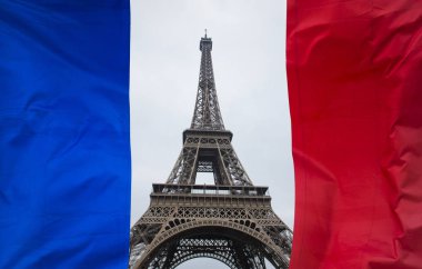 Fransız bayrağı ve Eyfel Kulesi, kavram resmi