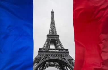 Fransız bayrağı ve Eyfel Kulesi, kavram resmi