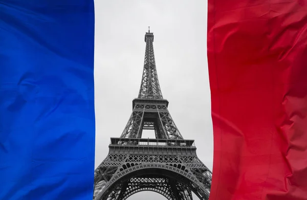 French flag and Eiffel tower, concept picture