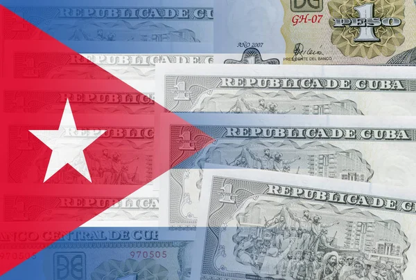 1 Cuban peso and Cuban flag — Stock Photo, Image