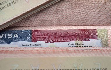 Amerikan vizesi detayını yakın çekim