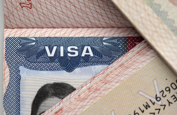 Detalhe de close-up de American VISA — Fotografia de Stock