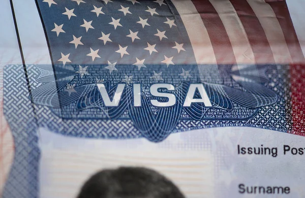 Close-up detail of American VISA — Stock Photo, Image
