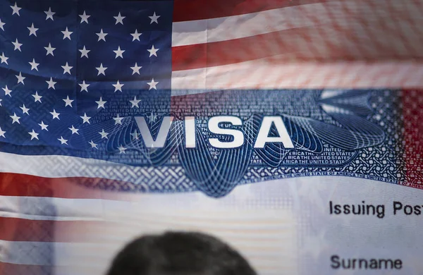 Detalhe de close-up de American VISA — Fotografia de Stock