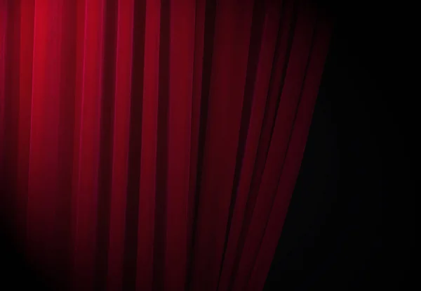 Red curtains at a theatre with half light for text or other ideas — Stock Photo, Image