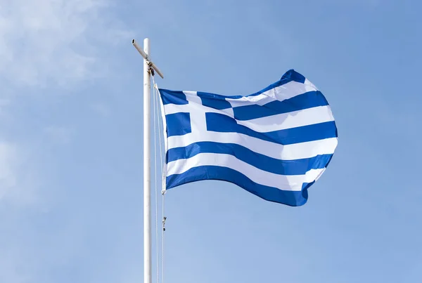 Greek flag, Flag of Greece and blue Sky — Stock Photo, Image