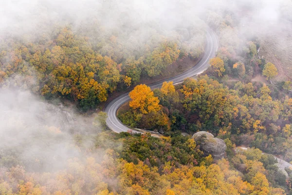 Top View Rural Road Gray Autumn Day Aerial View Road — Stock Photo, Image