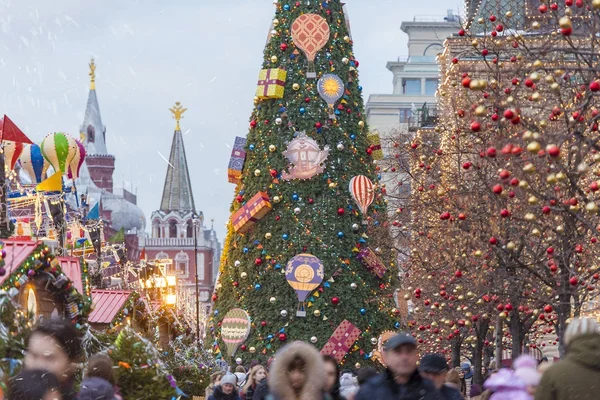 Gente Mercado Navidad Plaza Roja Moscú Diciembre 2017 Rusia — Foto de Stock