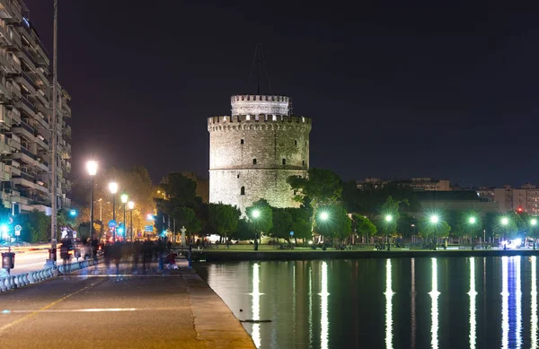 Vista Nocturna Del Embankment Thessaloniki — Foto de Stock
