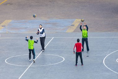 Casablanca - Aralık 28: Casablanca okul bahçesinde oynayan 28 Aralık Fas okul çocukları. 2017 yılında Fas