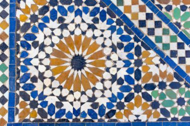 Fas taşlarla geleneksel Arapça desenleri, desen arka plan doku olarak seramik levhalar