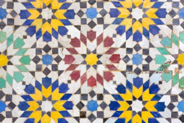 Fas taşlarla geleneksel Arapça desenleri, desen arka plan doku olarak seramik levhalar