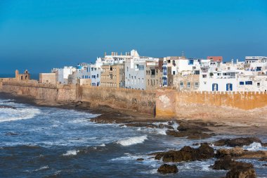 Essaouira surlar Essaouira, Fas hava muhteşem panoramik manzaralı.
