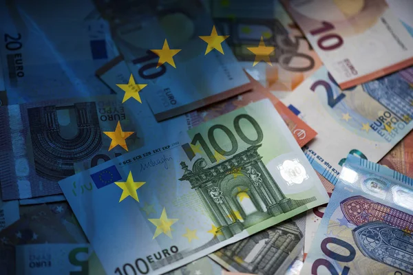 Bakgrund Euron Räkningar Och Flaggan Högupplöst Bild — Stockfoto
