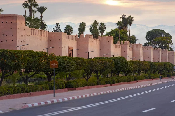 Tradycyjny Styl Architektoniczny Ściany Medina Marrakesz Maroko Marrakesz — Zdjęcie stockowe