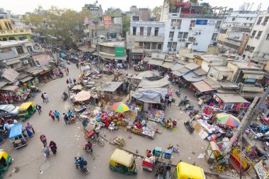 Yeni Delhi bölgesinde ana Bazar panoramik manzaralı 23 Şubat. 3018 Hindistan