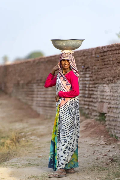 Indian Woman Pracownika Agra Lutego 2018 Indiach — Zdjęcie stockowe