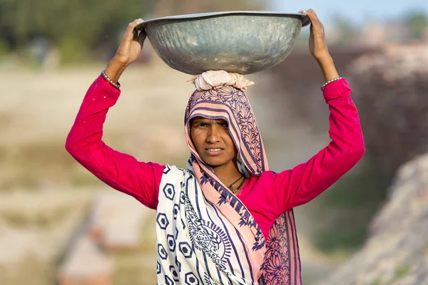 Indian Woman Pracownika Agra Lutego 2018 Indiach — Zdjęcie stockowe