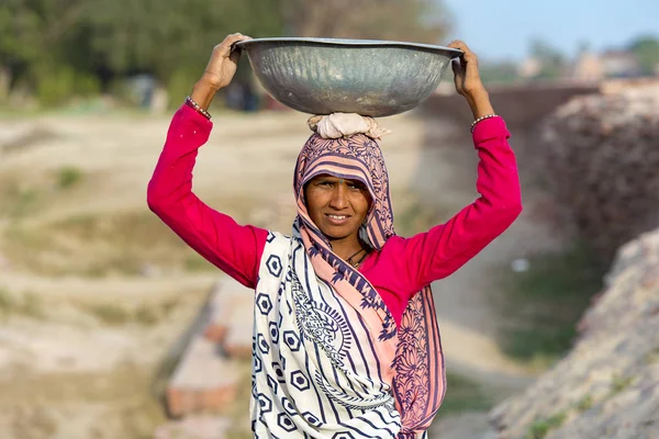 Mujer India Trabajadora Agra Febrero 2018 India —  Fotos de Stock