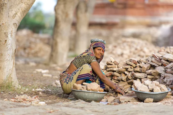 Mujer India Trabajadora Agra Febrero 2018 India —  Fotos de Stock