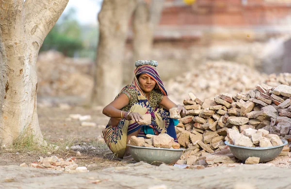 Mujer India Trabajadora Agra Febrero 2018 India —  Fotos de Stock