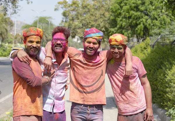 Gente Celebrando Holi Jaipur Marzo 2017 India —  Fotos de Stock