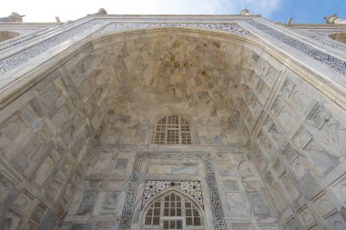 Agra, Hindistan Taj Mahal mermer parçası yakın çekim