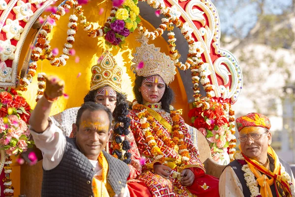 Mathura Feb Indian People Celebrating Holi Mathura February 2018 India — Stock Photo, Image