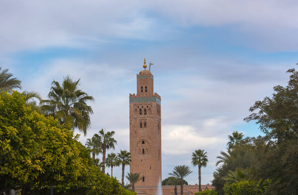 Amazing view of Koutoubia Mosque in Marrakech in Morocco