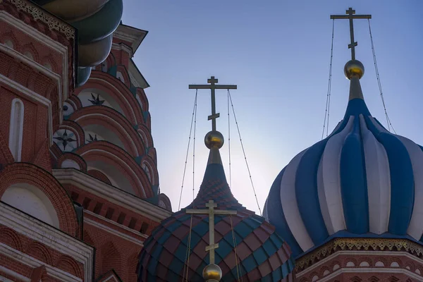 Крупный План Купола Собора Василия Блаженного Москве — стоковое фото