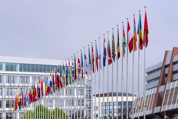 Strasbourg Avril Rangée Drapeaux Parlement Européen Strasbourg Avril 2018 France — Photo