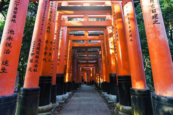 Kyoto Jan Torii Grindar Vid Fushimi Enare Helgedom Kyoto Den — Stockfoto