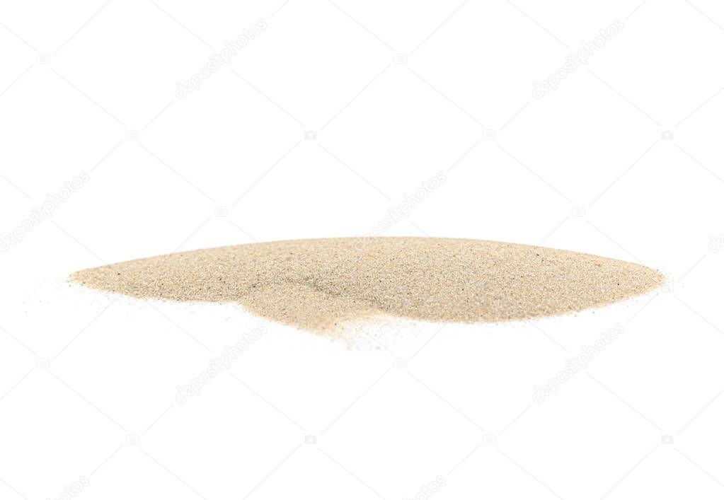 White Pile of Sand isolated on white Background, real Maldives Sand as Texture or Background