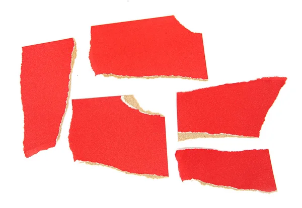 Morceaux Papier Rouge Déchiré Déchiré Papier Comme Fond Isolé Sur — Photo