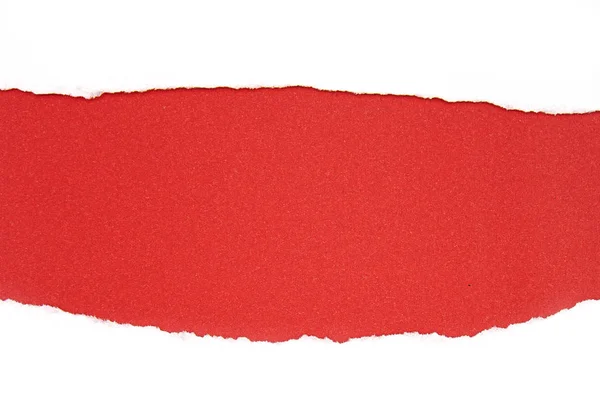 红色撕破的纸碎片 撕破的纸作为背景 与白色隔离 — 图库照片