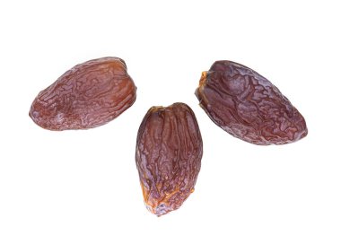 Tarih Meyvesi, Deglet Nour veya Kral Randevusu Meyvesi beyaz arkaplanda izole edilmiş