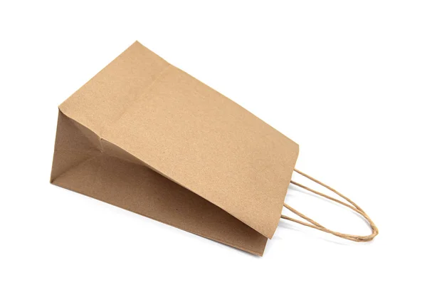 Paper Bag Empty Bag Handle Isolated White Background — Stock Photo, Image