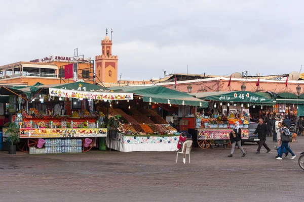 Marrakesh Dic Mercado Plaza Jemaa Fnaa Con Gente Marrakech Diciembre —  Fotos de Stock