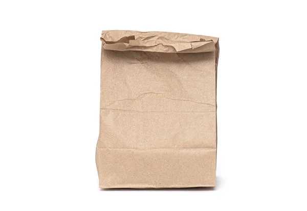 Zerknüllte Papiertüte Oder Lunchpaket Isoliert Auf Weißem Hintergrund — Stockfoto