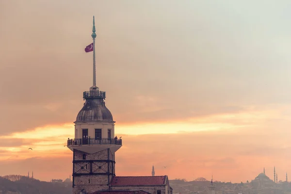 Abends Istanbul Maddinenturm Oder Kiz Kulesi Der Nacht Istanbul Türkei — Stockfoto