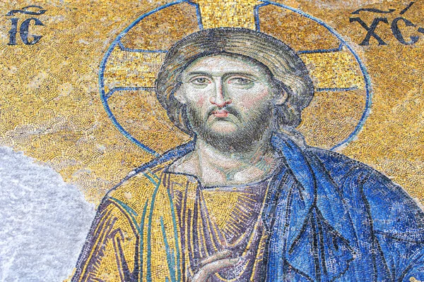 İstanbul - 29 Aralık: 29 Aralık 'ta Sofya' daki Hz. İsa Mozaiği veya Bizans Mozaiği. İstanbul, Türkiye 'de 2019