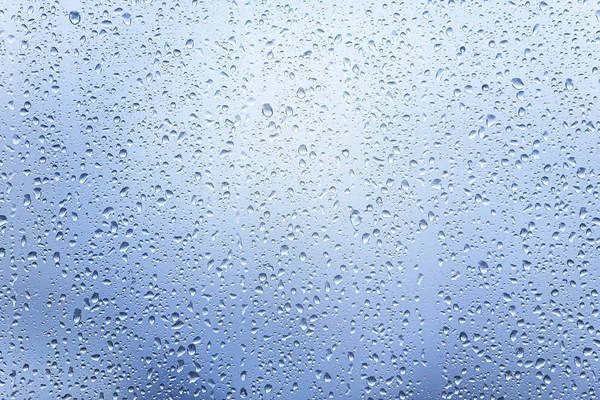 Fenster Mit Tropfen Nach Starkem Regen Wassertropfen Auf Glas Als — Stockfoto