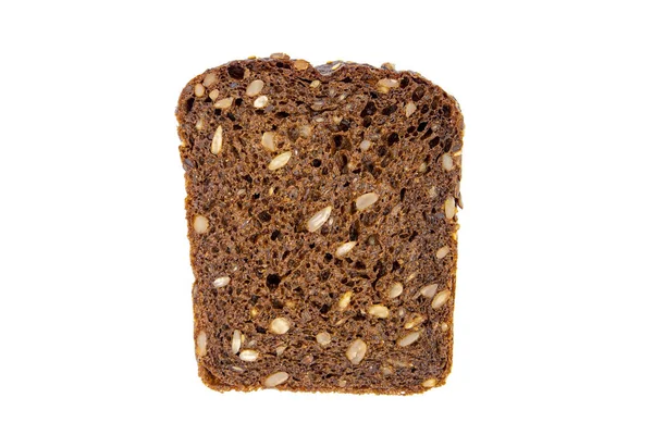 Top View Slice Multi Grain Brown Bread Isolated White Background — Stock Photo, Image