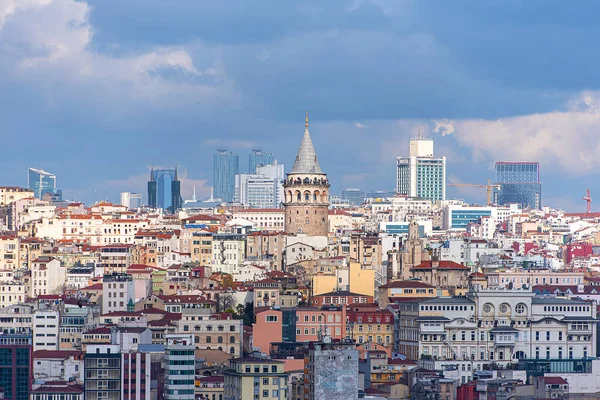 Πύργος Γαλατά Και Ιστανμπούλ Πανοραμικό Αστικό Τοπίο Άποψη Της Κωνσταντινούπολης — Φωτογραφία Αρχείου