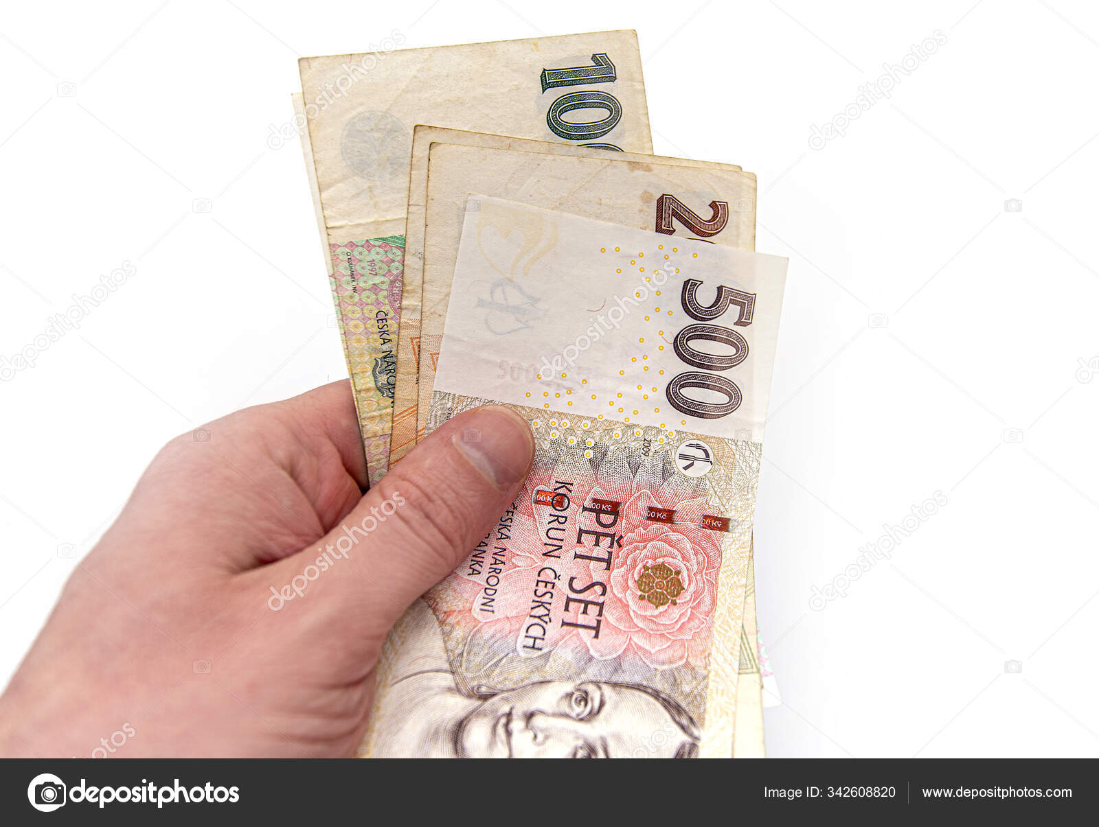 特写捷克货币500 200 100捷克克朗钞票——图库图片© Savvatexture #342608820