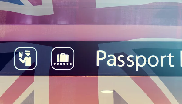 Sign Passport Control British Flag Background Concept Picture — стокове фото