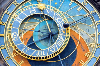 Close-up part of Prague Astronomical Clock Orloj, Prague Clock clipart