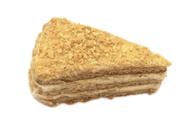 Beyaz arka planda izole edilmiş kremalı Bal Keki